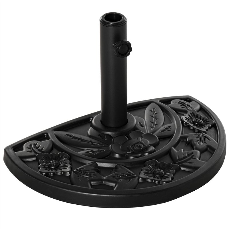 Outsunny Pied de Demi-Parasol Demi-Pied Socle de Parasol Base de lestage Ciment HDPE Motif Fleurs cannulation pour parasols Ø 35