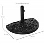 Outsunny Pied de Demi-Parasol Demi-Pied Socle de Parasol Base de lestage Ciment HDPE Motif Fleurs cannulation pour parasols Ø 35