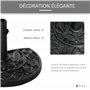 Outsunny Pied de Demi-Parasol Demi-Pied Socle de Parasol Base de lestage Ciment HDPE Motif Fleurs cannulation pour parasols Ø 35