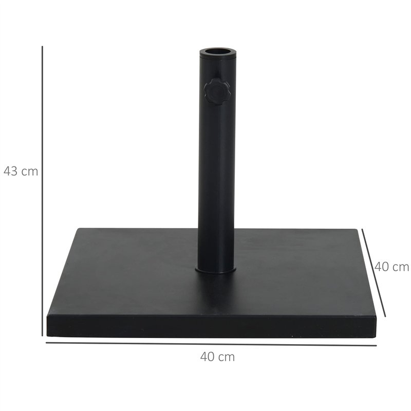 Image secondaire de Outsunny Pied de Parasol Base de lestage Parasol carré dim. 40L x 40I x 43H cm Poids Net 13 Kg Ciment métal Noir