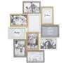 HOME DECO FACTORY - HD4213 - Cadre Photo Multiple Pele-Mele 10 Vues Bois et Blanc deco Souvenir - Beige Marron