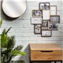 HOME DECO FACTORY - HD4213 - Cadre Photo Multiple Pele-Mele 10 Vues Bois et Blanc deco Souvenir - Beige Marron