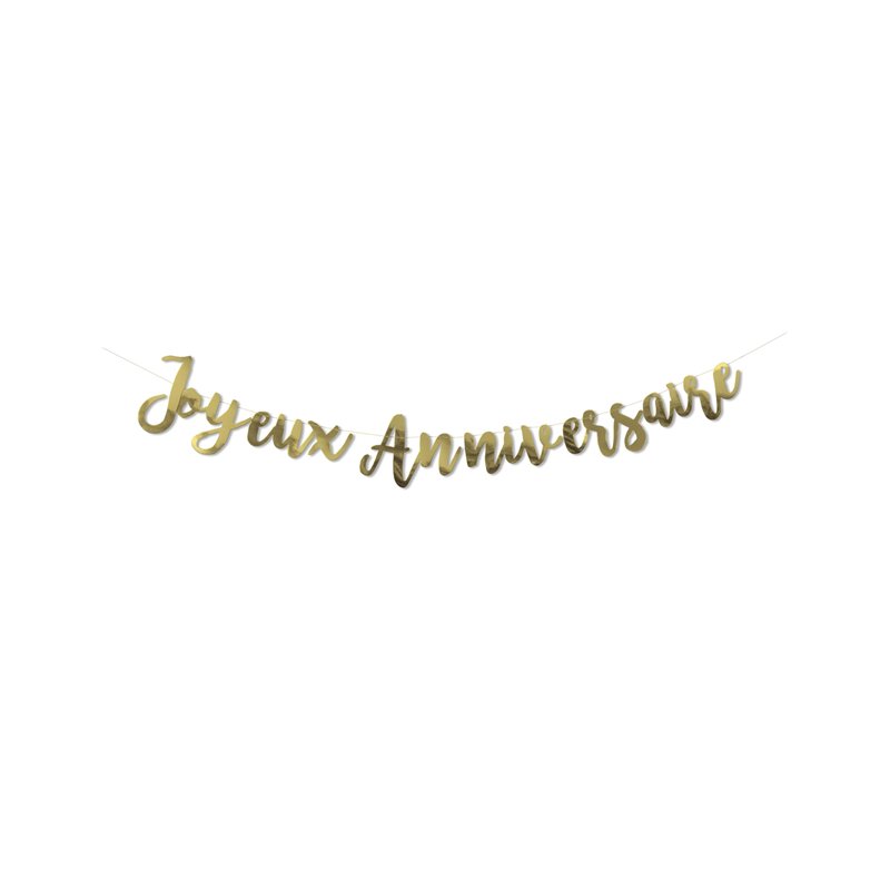 ARTYFETES Guirlande Joyeux Anniversaire métallisée dorée 1,80 m - Doré - Taille Unique