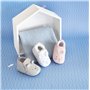 DOUDOU ET COMPAGNIE - Chaussons Bébé - Modèle Gris Adorable - Chaussons Doux Et Chauds Avec Frimousses Brodées - Taille Naissanc