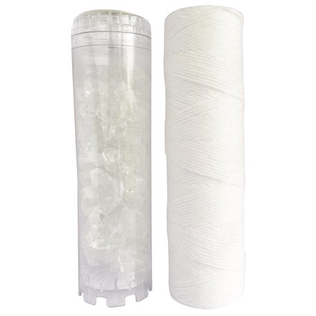 AQUAWATER - 105008 - Kit standard - 1 filtrante bobinée 20 microns et 1 anticalcaire pour filtrer les impuretés contenues dans l