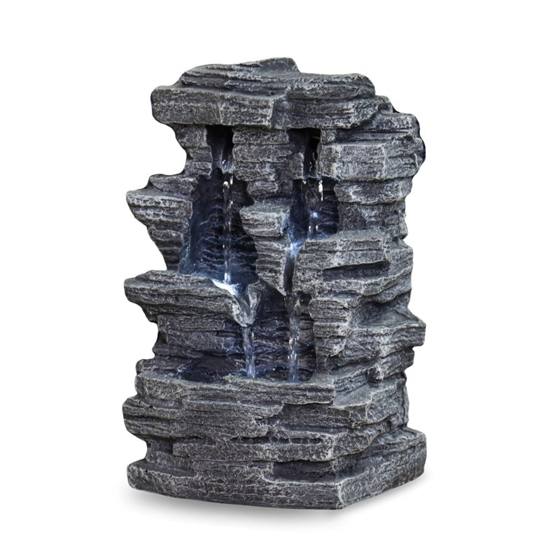 Zen'Light - Fontaine d’Intérieur Grand Canyon - Cascade Nature Effet Pierre - SCFR 150, Gris, 19 x 24 x 32 cm