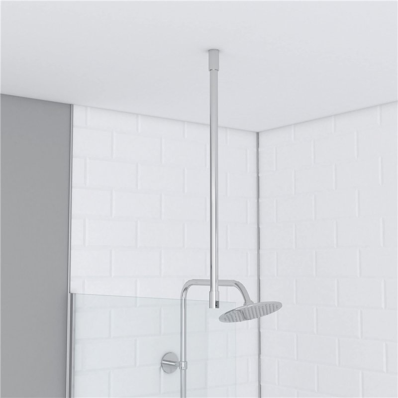 AURLANE Barre de Fixation Plafond pour Douche à l'italienne - Barre de Fixation Plafond 60cm Recoupable