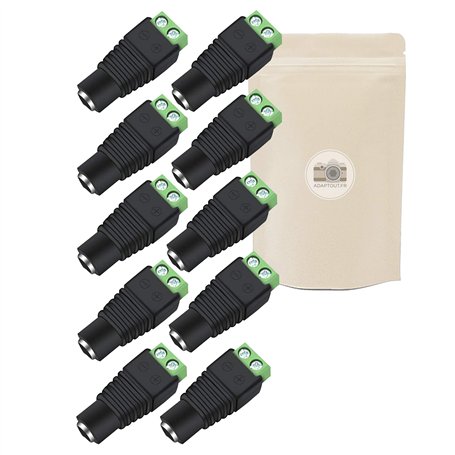 10x borniers Dominos Femelle DC 12V Standard 1 38V Fiche 5.5mm x 2.1mm 2 Entrées Alimentation Connecteur - Adaptout Marque Franç