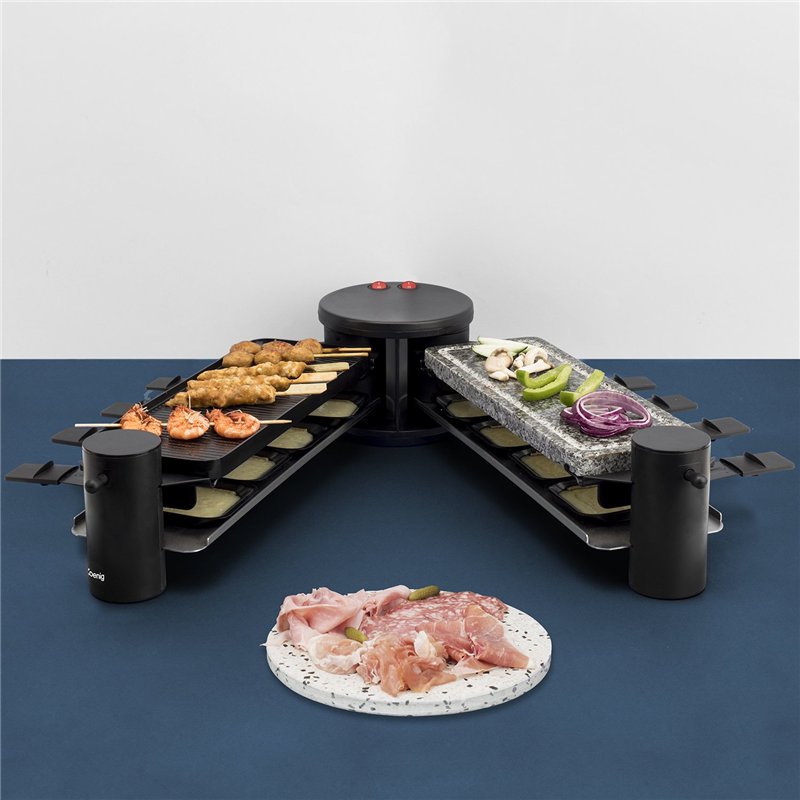 Image secondaire de H.Koenig Appareil à raclette Multifonction 8 personnes RP360, modulable rotatif 360°, Convivial Professionnel, Pierre Naturelle,