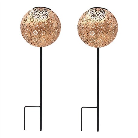 Lot de 2 balises solaires style oriental à planter LED blanc chaud AGADIR H45cm