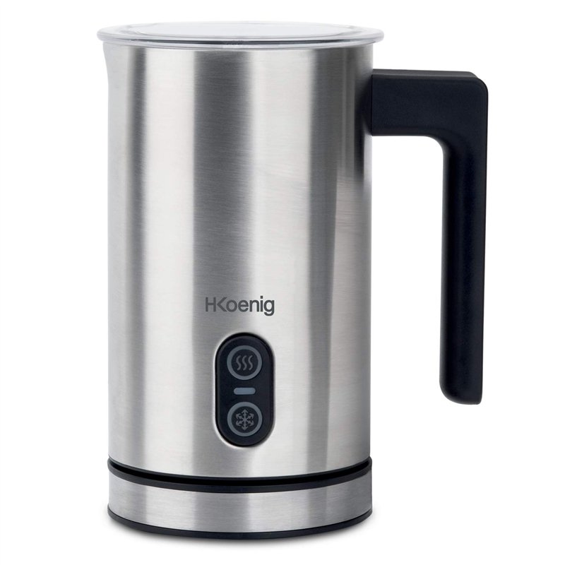H.Koenig Mousseur à Lait Electrique MLK8 Inox 0,24L, Mousse Onctueuse Froide ou Chaude, Revêtement antiadhésif, Arrêt automatique