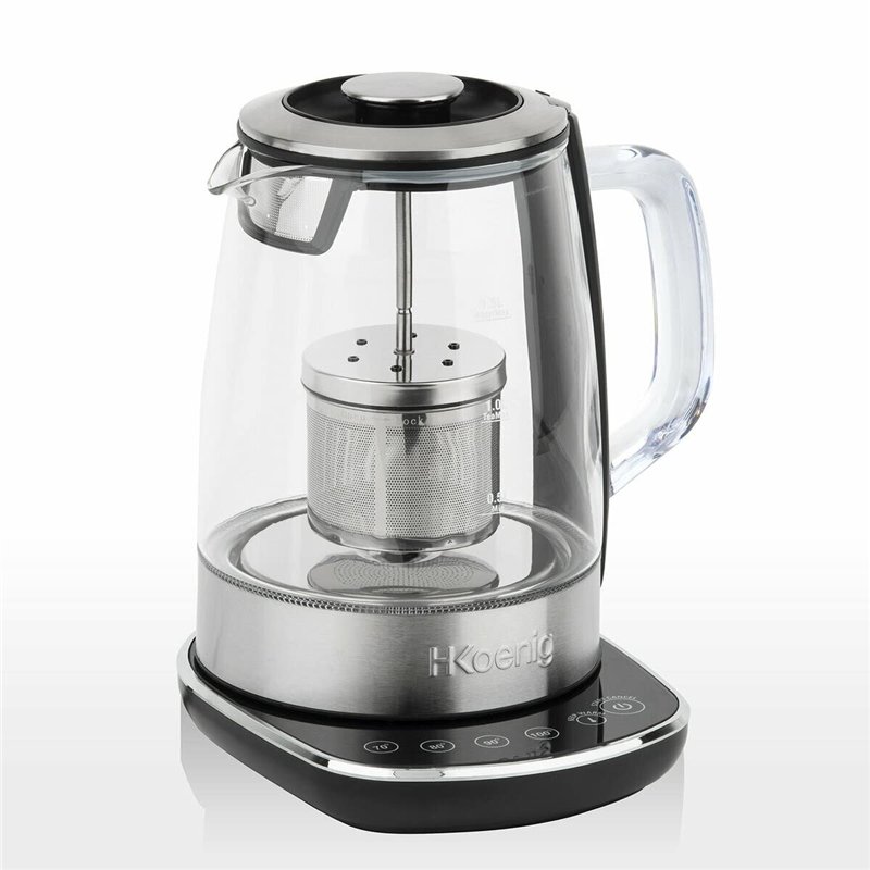 Image secondaire de H.Koenig Théière Bouilloire Instant T électrique en Verre 1.5L TI600 avec Infuseur filtre à Thé Inox 2200W Compacte, Ebullition