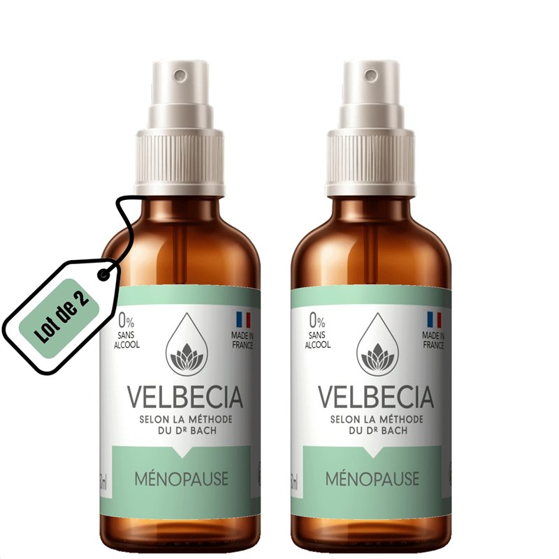 Velbecia® - Fleurs du Dr Bach Ménopause 50ml +1 OFFERT - SANS ALCOOL - Bouffées de chaleur, sommeil perturbé, sueurs nocturnes,
