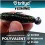 trifyd ® Fishing - Leurres Souples shad de 10 cm pour brochet ou Tous Types de canassiers, Le Pack de 5 leurres de pêche + 2 têt