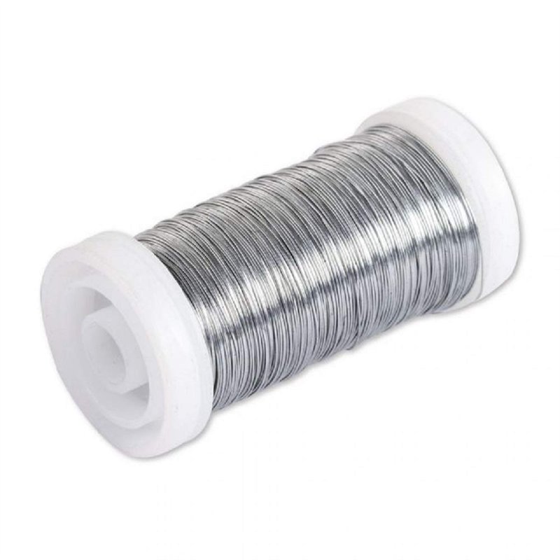 Rayher Fil floral en fer pour bricolage, bobine 100 m 0,35 mm ø, argent, 2425021, Platine