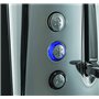 Russell Hobbs Grille Pain [Pour 2 Tranches] Luna Gris Inox (2 Fentes extra larges, 6 Niveaux de Brunissage rapide, Surélévation 