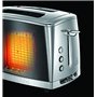 Russell Hobbs Grille Pain [Pour 2 Tranches] Luna Gris Inox (2 Fentes extra larges, 6 Niveaux de Brunissage rapide, Surélévation 
