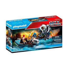 Playmobil 70782 Policier avec réacteur Dorsal et canoë - City Action - avec Deux Personnages