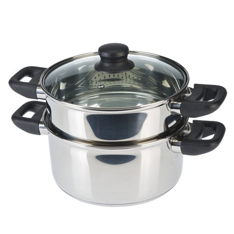 Axentia 220690 Cuiseur Vapeur à 2 Niveaux Métal Argent 20 cm