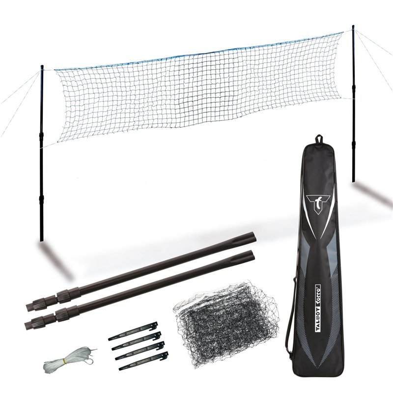 Talbot-Torro Filet de Badminton Télescopique, Réglable en Hauteur: 1,25-1,55 m, Largeur 6,10 m, Dans un Sac, 449599, Noir