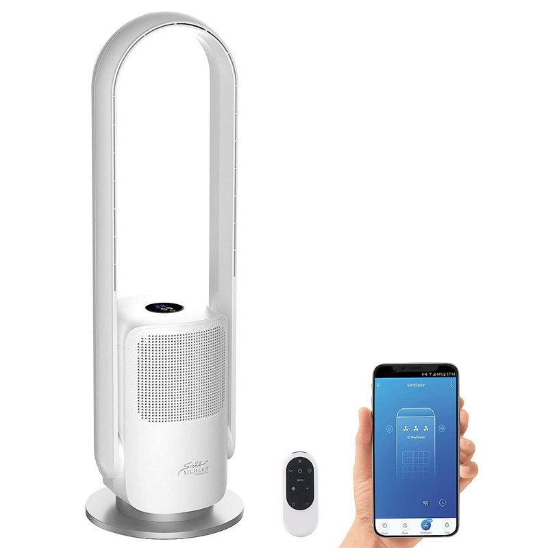 Sichler Haushaltsgeräte Ventilateur connecté sans pale VT-400.app avec purificateur d’air