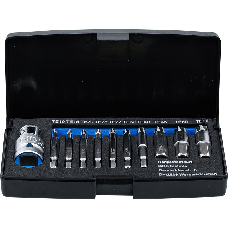 BGS 9170 | Jeu d'extracteurs de vis | pour profil T défectueux (pour Torx) T10 - T55 | 11 pièces