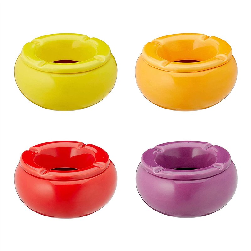 Lot de 4 cendriers tempête, diamètre : 11,5 cm, en 4 couleurs, pour jardin et balcon