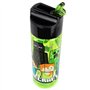 p:os 33171 - Gourde pour enfants, environ 540 ml, design transparent avec motif Minecraft et paille intégrée à rabat, en plastiq