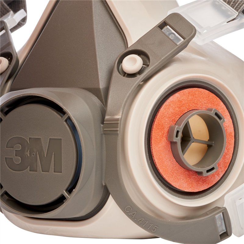 Image secondaire de Demi-masque classique réutilisable 3M 6100, Certifié EN sécurité - sans cartouches filtrantes