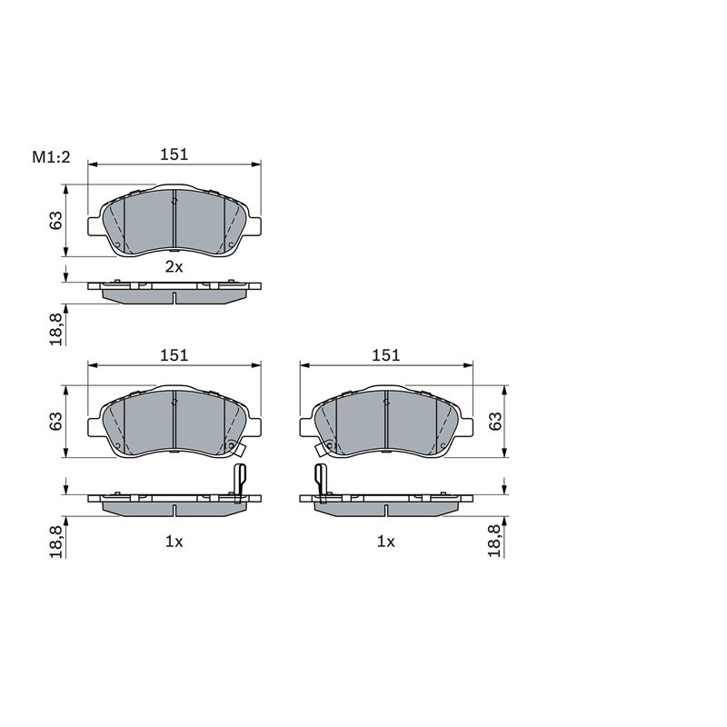 Image secondaire de Bosch BP969 - Plaquettes de Frein Avant pour Voiture - Qualité Bosch - Réduction du Bruit et de la Poussière - Certifié ECE-R90 