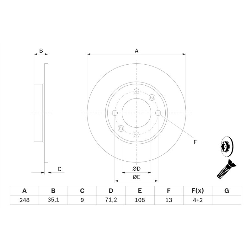 Image secondaire de Bosch BD527 Disques de frein - certification ECE-R90-1 jeu de 2 disques