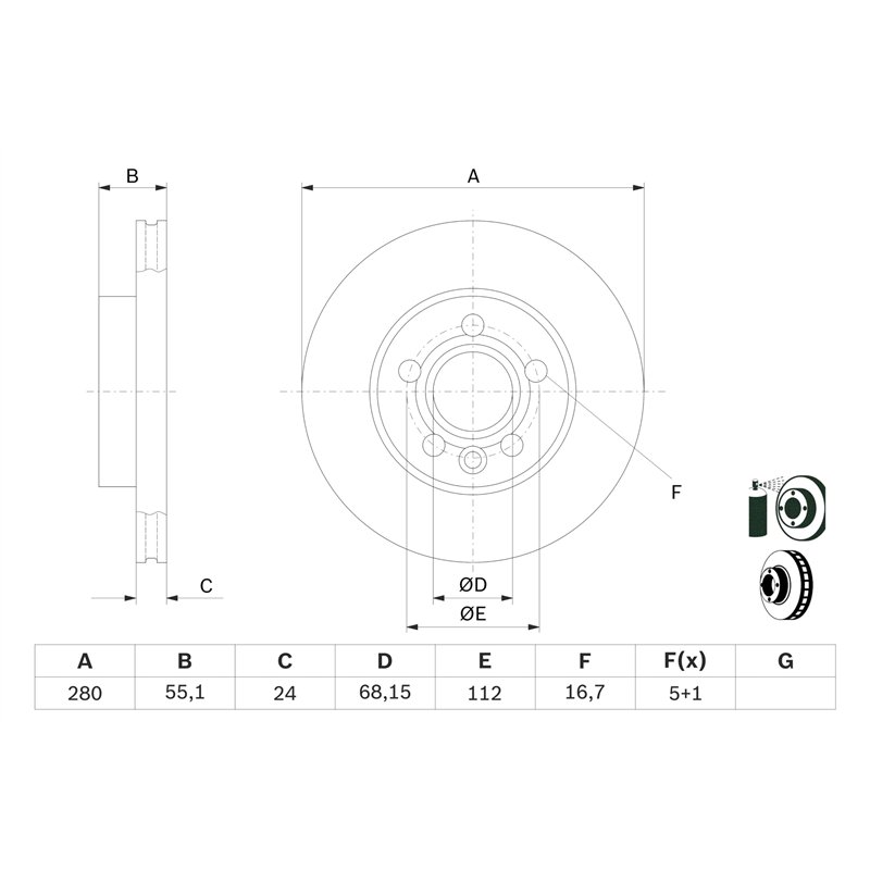 Image secondaire de Bosch BD746 Disques de frein - certification ECE-R90-1 jeu de 2 disques