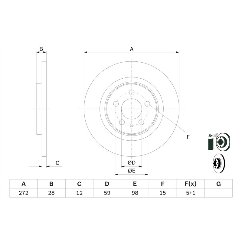 Image secondaire de Bosch BD1001 Disques de frein - certification ECE-R90-1 jeu de 2 disques
