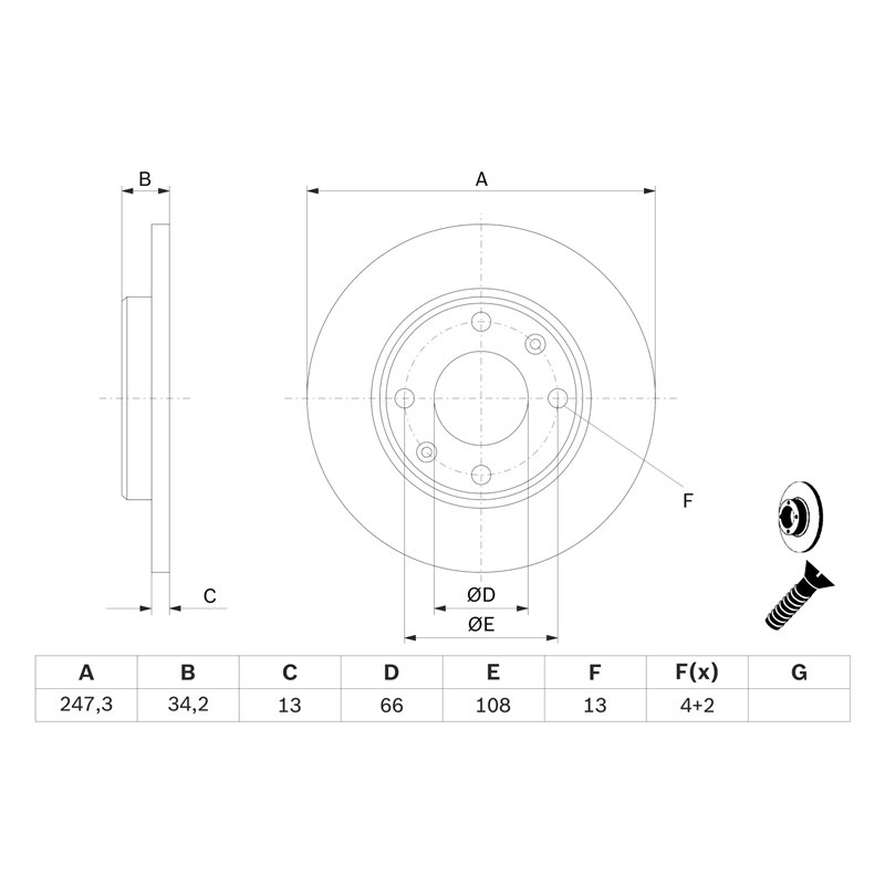 Image secondaire de Bosch BD786 Disques de frein - certification ECE-R90-1 jeu de 2 disques