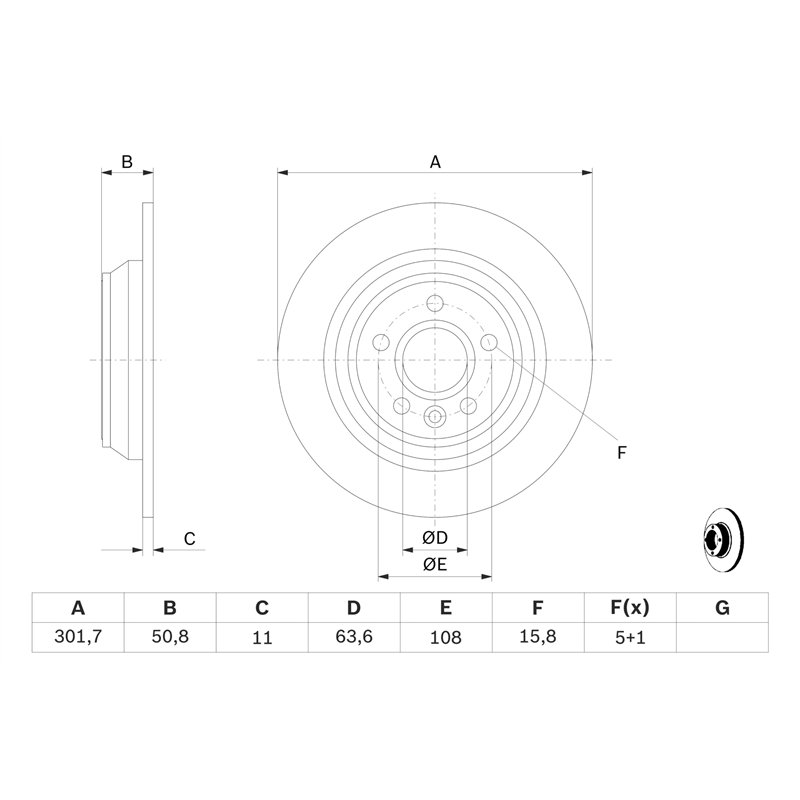 Image secondaire de Bosch BD1132 Disques de frein - certification ECE-R90-1 jeu de 2 disques
