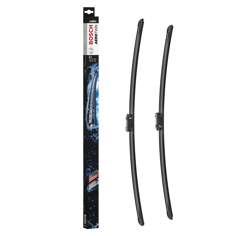 Bosch Balais d'Essuie–Glace Plats Aerotwin A009S, Longueur: 750mm/700mm – 1 Paire de Balais avant
