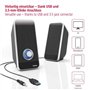 Hama Sonic LS-206 Enceintes pour Ordinateur - Système Stéréo 2.0, Haut-Parleurs Alimentés en USB, Connexion Jack 3.5mm - Noir/Ar