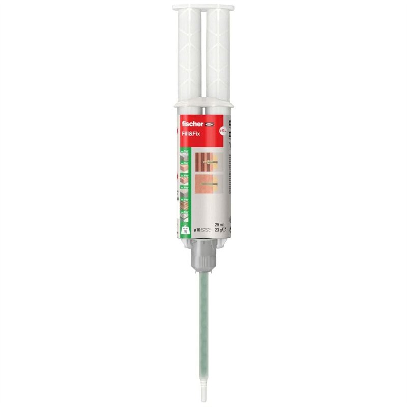 fischer - Cheville Liquide Fill & Fix 25ml / 1 Cartouche + 2 becs mélangeurs + 4 Douilles Treillis + 2 tuyaux de rallonge