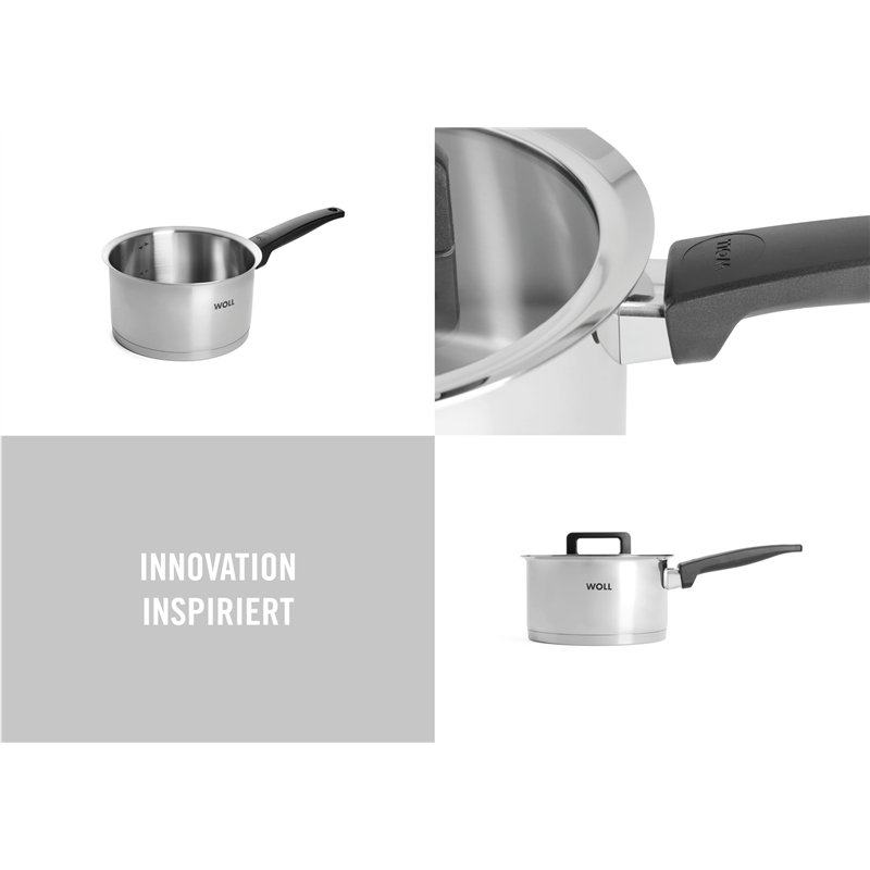 Image secondaire de Woll Concept 918NC Casserole en Acier Inoxydable pour plaques à Induction, ø 18 cm, Hauteur 10 cm, 2,5 l avec Couvercle en Verre