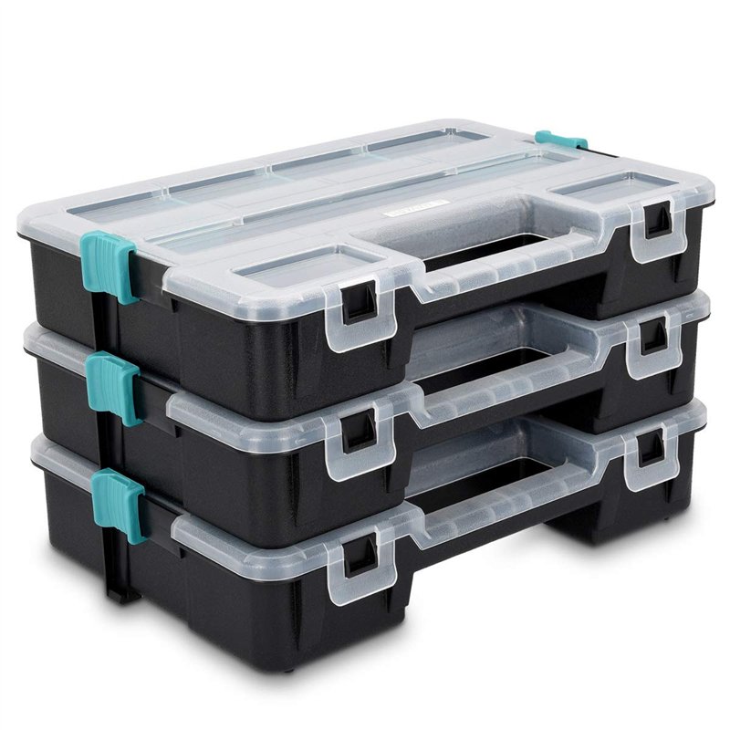 Image secondaire de Navaris Organiseur L Outils Vide - 3x Boîte à Outil professionnelle - 31,5 x 22,5 x 19,8 cm - Valise Empilable Rangement Multipl