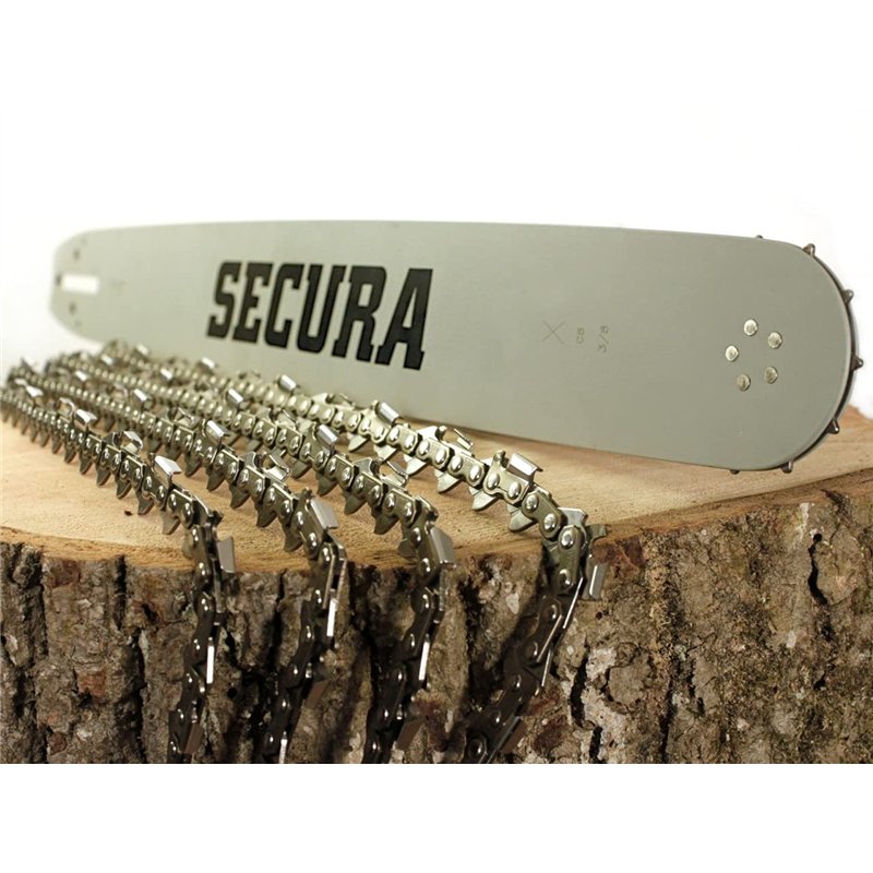 SECURA Chaînes et Guide-chaînes pour Tronçonneuses 3/8' 1,3 mm 50 TG 35 cm Compatible avec Stihl MS 170, 211, 180 | Accessoires 