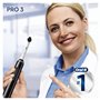 Oral-B Pro 3 3000 Brosse À Dents Électrique Rechargeable Avec 1 Manche Capteur De Pression Et 1 Brossette , Noir, Élimine Jusqu’