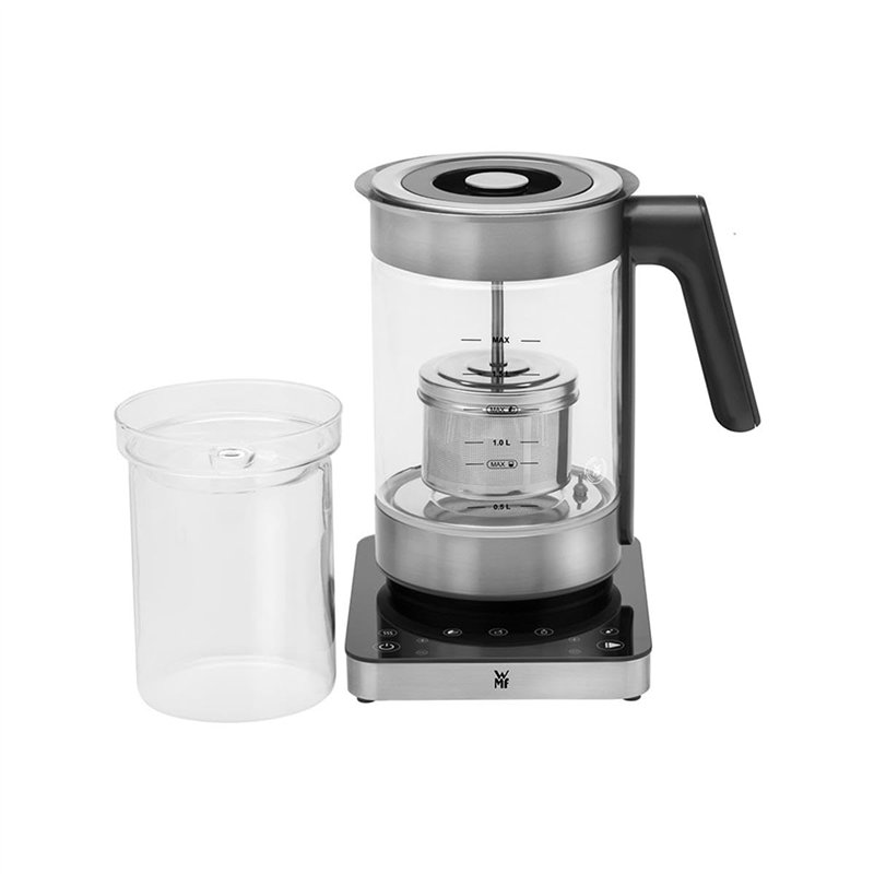 WMF Lumero Bouilloire 3 en 1 en verre 1,6 l, fonction bec verseur à 36 °, chauffe-aliments pour bébé, multichauffeur, yaourtière