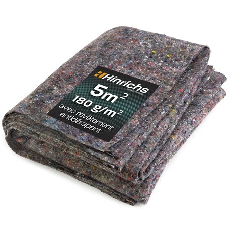 Hinrichs Couverture Protection 1 m x 5 m = 5 m² - Couverture Demenagement 180g par m2 d’Epaisseur avec Revêtement Antidérapant P