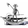 Brubaker - Porte-Bouteille de vin - Pêcheur dans sa Barque - Sculpture en Métal - Carte de voeux INCL. - Idée Cadeau Originale