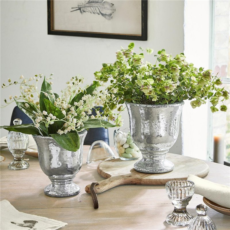 Image secondaire de Loberon Lot de 2 Cache-Pots Banon - Hauteur: 19cm, Ø: 16cm, Hauteur: 15cm, Ø: 14cm - argenté Vieilli - Terracotta