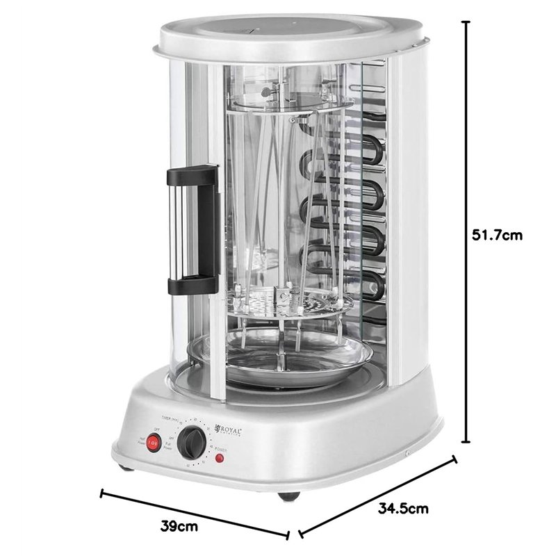 Image secondaire de Royal Catering Rôtissoire Verticale Machine À Kébab Poulet Électrique Appareil Mini Machine Grill Rotatif RCGV-1800-1 (3-en-1, 1