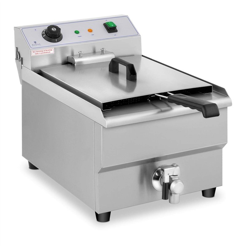 Royal Catering Friteuse Électrique De Restaurant Simple Avec Robinet Professionnelle RCEF 16EB (3 500 W, 16 l, Température Max.
