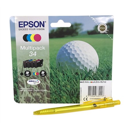 Multipack de 4 cartouches pour imprimantes Epson Workforce Pro WF-3720 WF-3725 Noir cyan jaune magenta