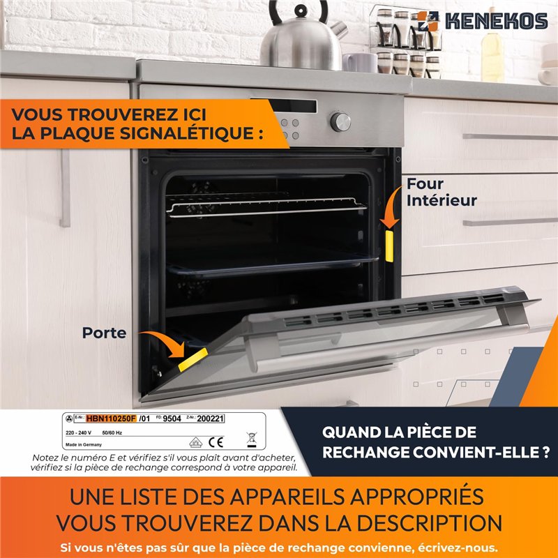 Image secondaire de Kenekos - joint de porte tout autour avec 4 crochets adapté pour four Bosch 00754066/754066, Siemens, Neff, Constructa, joint de